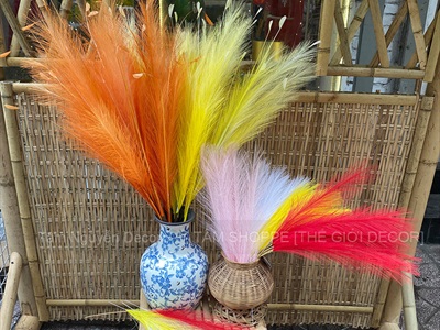 Cành cỏ lau nhiều màu sợi nhân tạo [Sợi tơi - Bung đều] D40-80cm CANHLA-08